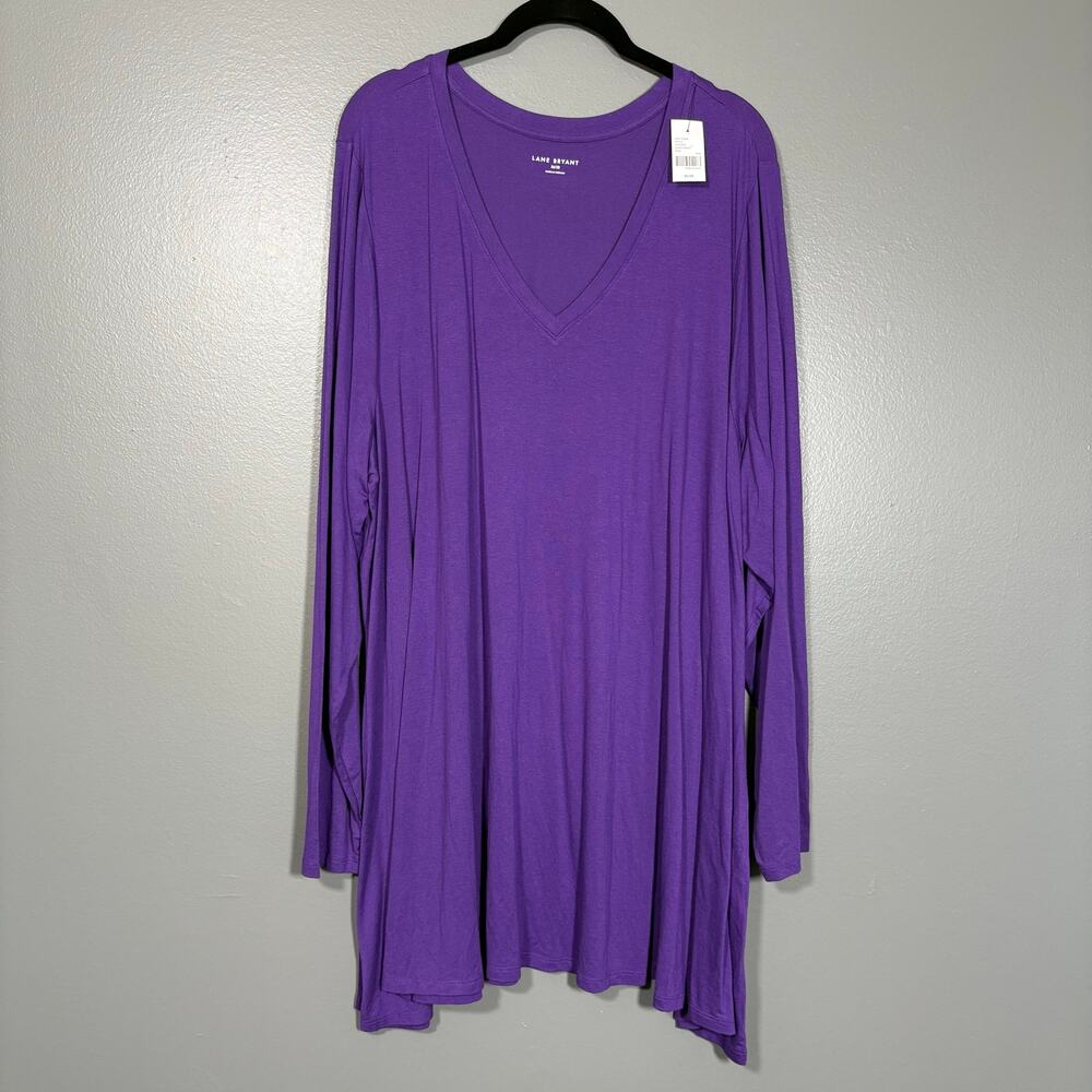 Lane Bryant NWT Purple Knit Top V-Neck Tunic Length - 26/28 - Women's Plus Size